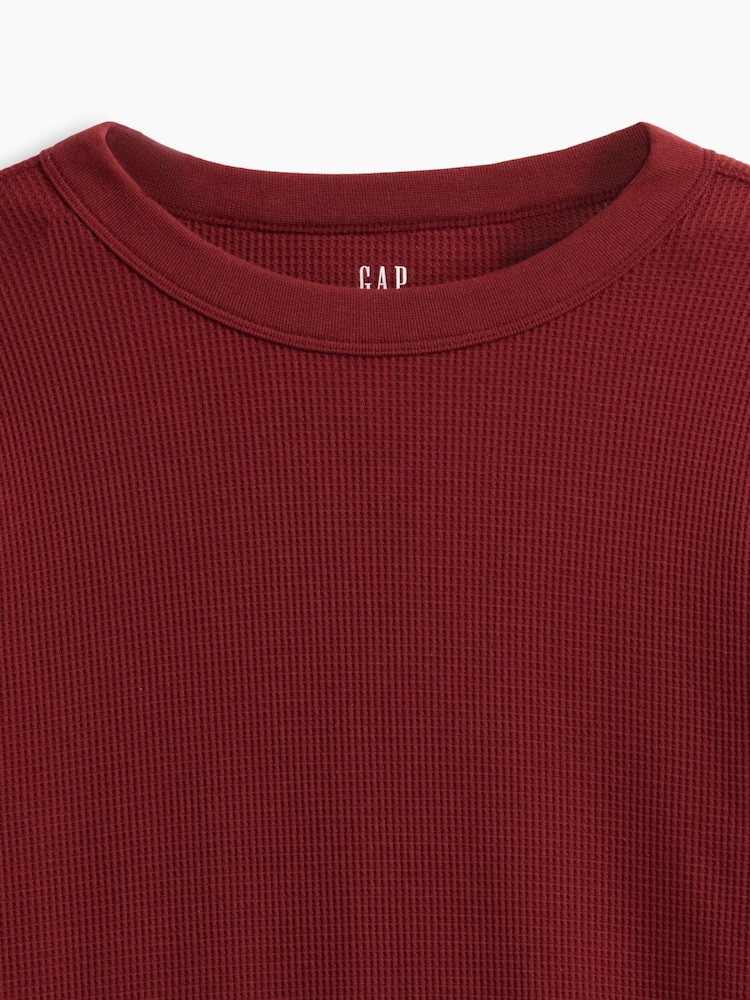 Rouge foncé - T-shirt Gap en maille gaufrée à manches longues - Image 5 de 5