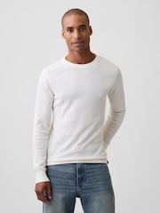 Crème - T-shirt Gap en maille gaufrée à manches longues - Image 1 de 5