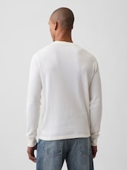 Crème - T-shirt Gap en maille gaufrée à manches longues - Image 2 de 5
