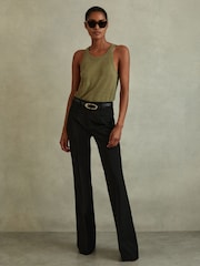 Reiss Black Claude High Rise Flared Trousers - Image 1 of 5