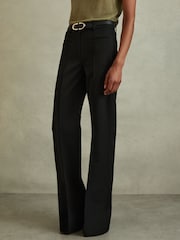 Reiss Black Claude High Rise Flared Trousers - Image 3 of 5
