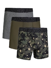 Under Armour Grey Performance Tech Printed Boxers 3 Pack - Image 1 of 3