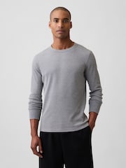 Gris - T-shirt Gap en maille gaufrée à manches longues - Image 1 de 5