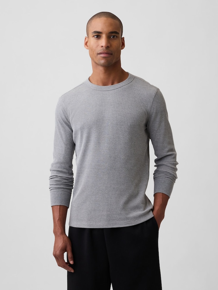 Gris - T-shirt Gap en maille gaufrée à manches longues - Image 1 de 5