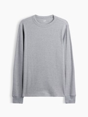 Gris - T-shirt Gap en maille gaufrée à manches longues - Image 4 de 5