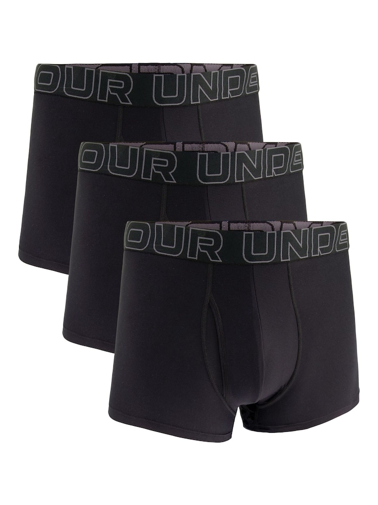 Under Armour Black Performance Tech 3" Solid Boxers 3 Pack - Image 3 of 3