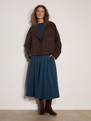 Apricot Brown Suedette Short Trench Jacket - Image 1 of 5
