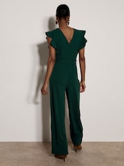 Apricot Green Ruffle Sleeve Jersey Jumpsuit - Image 2 of 5