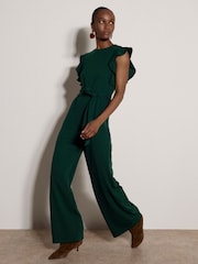 Apricot Green Ruffle Sleeve Jersey Jumpsuit - Image 3 of 5
