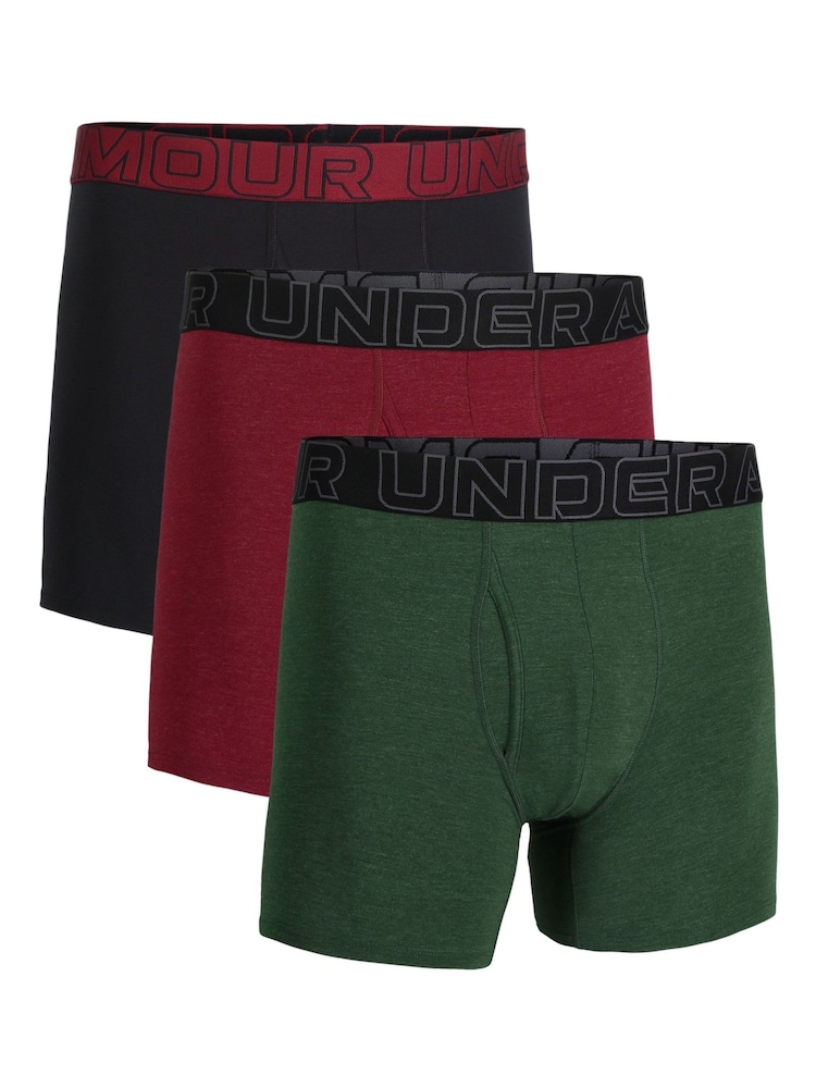 Under Armour Green 100% Cotton Performance Boxers 3 Pack - Image 1 of 3