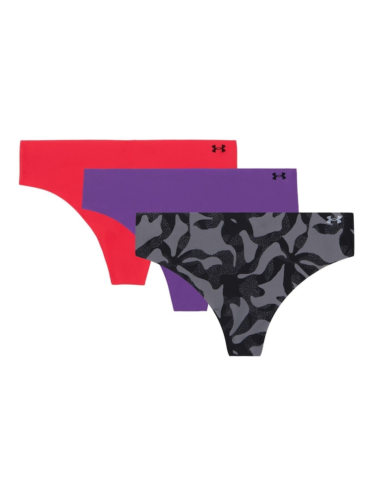 Under Armour Black 100% Cotton Pure Stretch No Show Print Thongs 3 Pack - Image 1 of 5 Under Armour Black 100% Cotton Pure Stretch No Show Print Thongs 3 Pack - Image 1 of 5