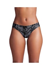 Under Armour Black 100% Cotton Pure Stretch No Show Print Thongs 3 Pack - Image 2 of 5