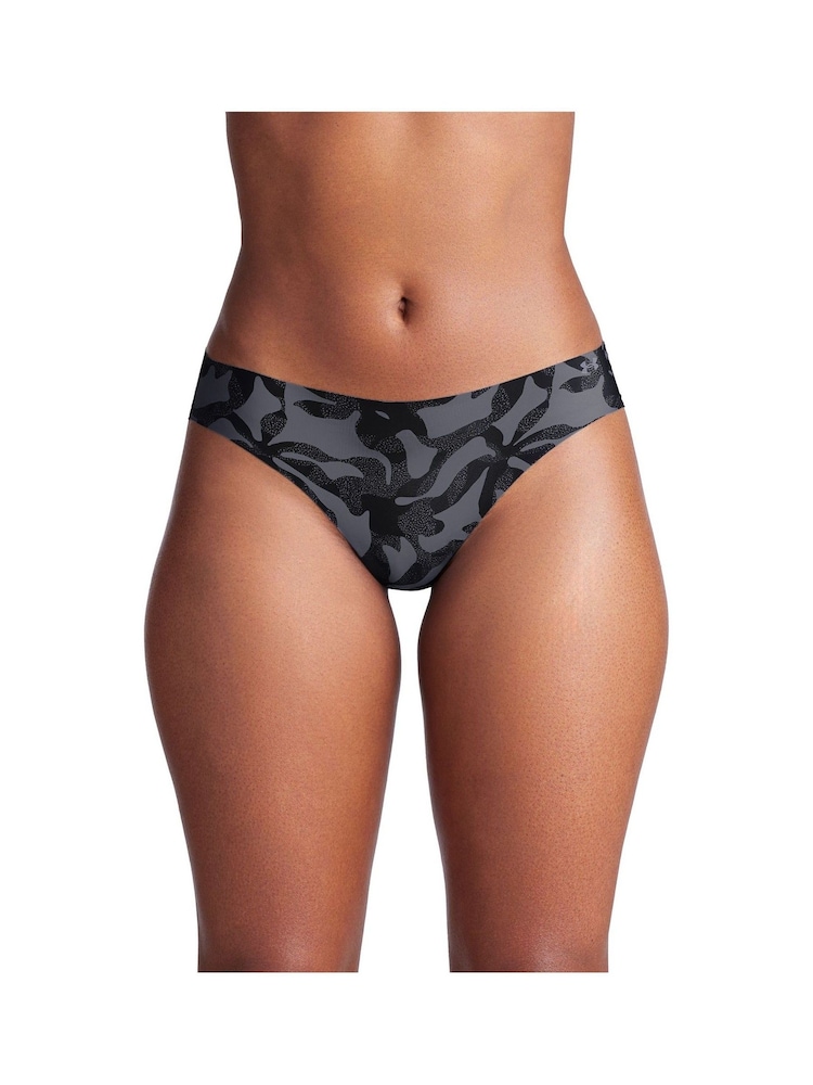 Under Armour Black 100% Cotton Pure Stretch No Show Print Thongs 3 Pack - Image 2 of 5