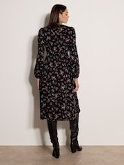 Apricot Black Floral Print Midi Dress - Image 2 of 5