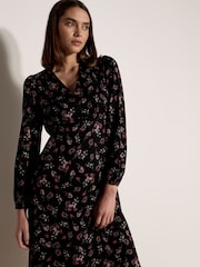 Apricot Black Floral Print Midi Dress - Image 3 of 5