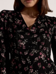 Apricot Black Floral Print Midi Dress - Image 4 of 5