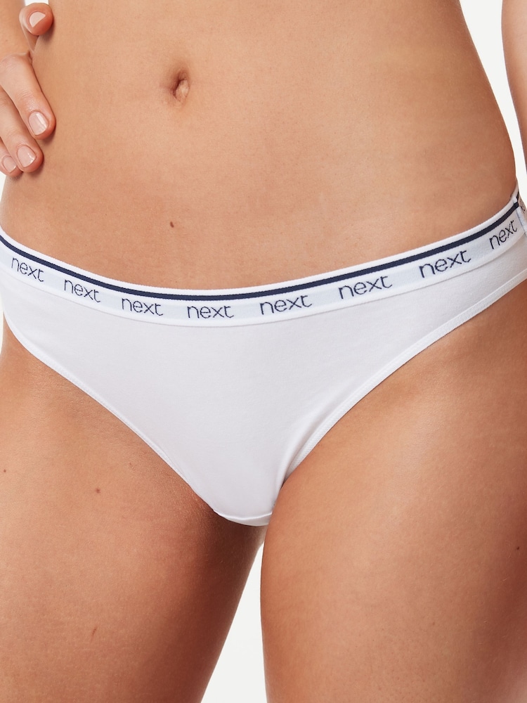 Pink/Blue Stripe High Leg Logo Knickers 4 Pack - Image 4 of 11