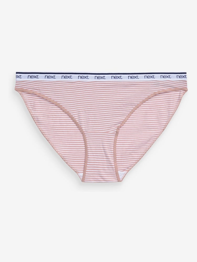 Pink/Blue Stripe High Leg Logo Knickers 4 Pack - Image 8 of 11