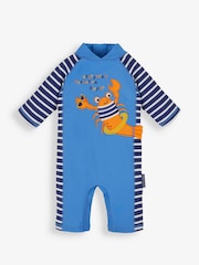 JoJo Maman Bébé Blue Stripe UPF 50 1-Piece Sun Protection Suit - Image 3 of 5