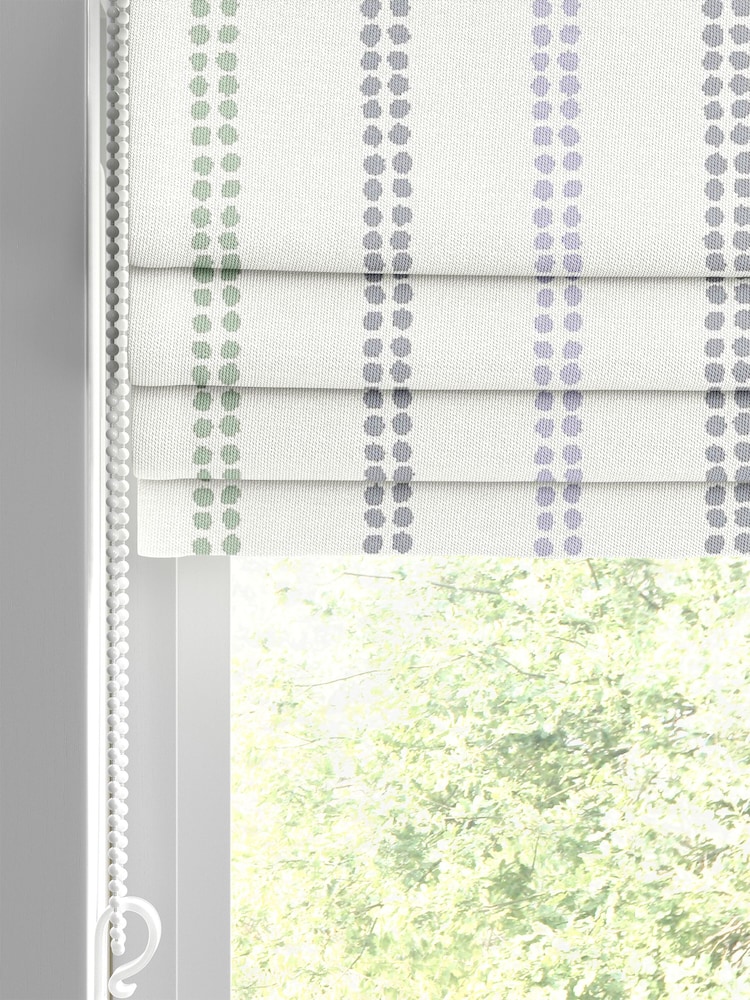 Laura Ashley Dove Grey Candy Stripe Made to Measure 100% Cotton Roman Blinds - Image 2 of 6