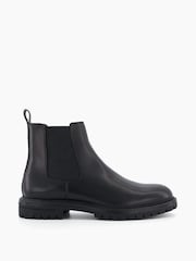 Dune London Black Created Cleated Sole Chelsea Boots - Image 1 of 4