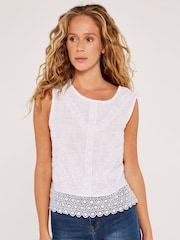 Apricot White Lace Bow 100% Cotton Top - Image 1 of 4