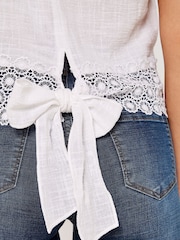 Apricot White Lace Bow 100% Cotton Top - Image 4 of 4