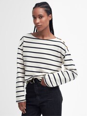 Barbour® White Caroline Stripe Sweatshirt - Image 1 of 7