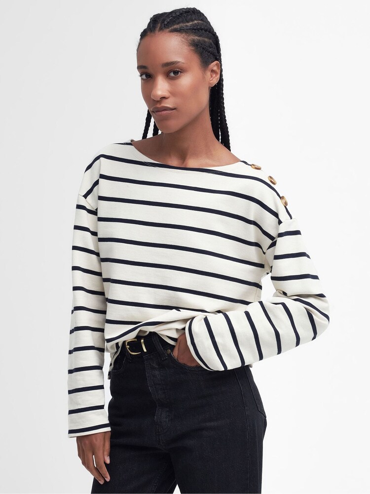 Barbour® White Caroline Stripe Sweatshirt - Image 1 of 7
