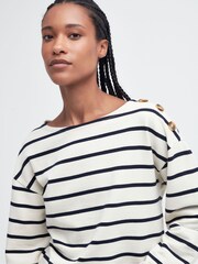 Barbour® White Caroline Stripe Sweatshirt - Image 4 of 7