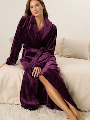 M&Co Purple Premium Soft Touch Shawl Dressing Gown - Image 1 of 5