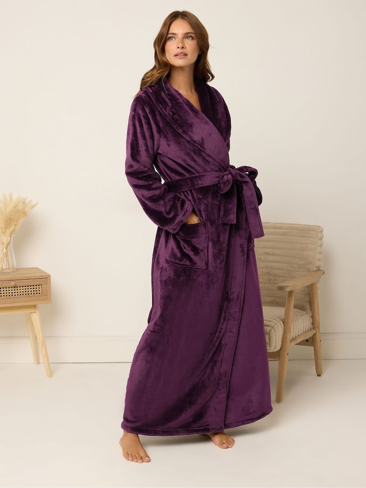 M&Co Purple Premium Soft Touch Shawl Dressing Gown - Image 2 of 5 M&Co Purple Premium Soft Touch Shawl Dressing Gown - Image 2 of 5