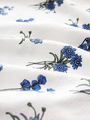 White/Blue Square Neck Shift Mini Dress With Linen - Image 7 of 7
