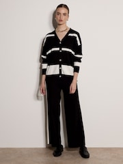 Apricot Black Monochrome Stripe Oversized Cardigan - Image 3 of 4