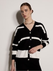 Apricot Black Monochrome Stripe Oversized Cardigan - Image 4 of 4