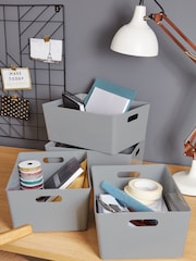 Wham Set of 4 Grey Large Studio Large Rectangle Deep Plastic Storage Baskets - Image 1 of 2