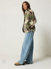 PixieGirl Petite Green Checkered Zip Fleece - Image 3 of 6