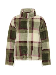 PixieGirl Petite Green Checkered Zip Fleece - Image 5 of 6