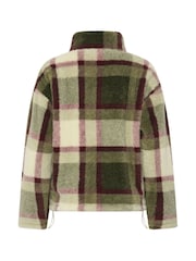 PixieGirl Petite Green Checkered Zip Fleece - Image 6 of 6