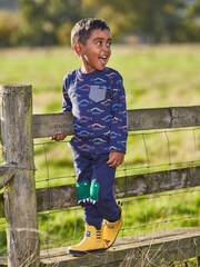 JoJo Maman Bébé Navy T-Rex Appliqué Joggers - Image 5 of 5