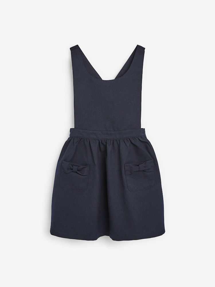 Navy Bow Pocket Detail School Pinafore Dress (3-14yrs) - Image 7 of 7