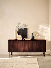 French Connection Slatted Mango Wood and Concrete Effect Top Large Sedona Sideboard - Image 1 of 7