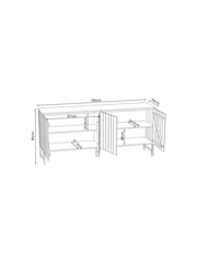 French Connection Slatted Mango Wood and Concrete Effect Top Large Sedona Sideboard - Image 3 of 7