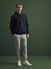 Navy Hooded Premium Textured Overhead Hoodie - Image 4 of 9