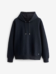 Navy Hooded Premium Textured Overhead Hoodie - Image 7 of 9