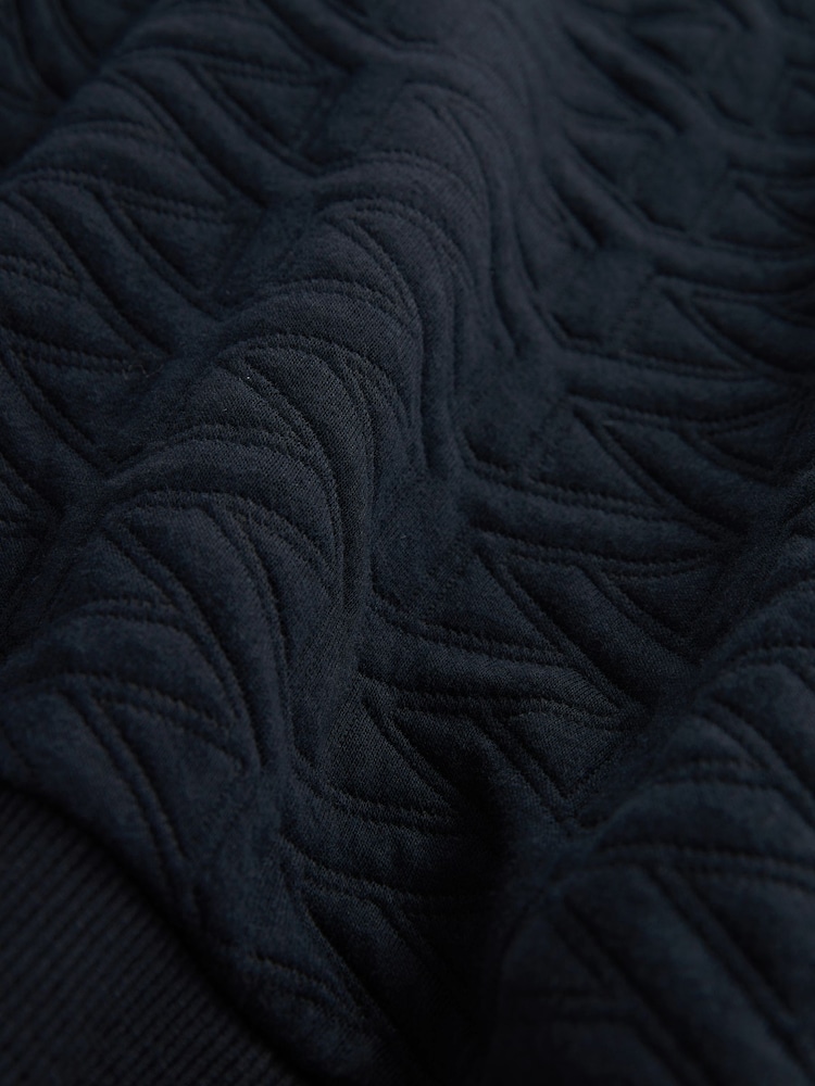 Navy Hooded Premium Textured Overhead Hoodie - Image 9 of 9