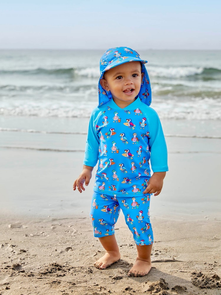 JoJo Maman Bébé Blue Toucan UPF 50 2-Piece Sun Protection Suit - Image 1 of 8