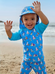 JoJo Maman Bébé Blue Toucan UPF 50 2-Piece Sun Protection Suit - Image 3 of 8