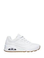 Skechers White Womens Uno Wide Fit Trainers - Image 1 of 5