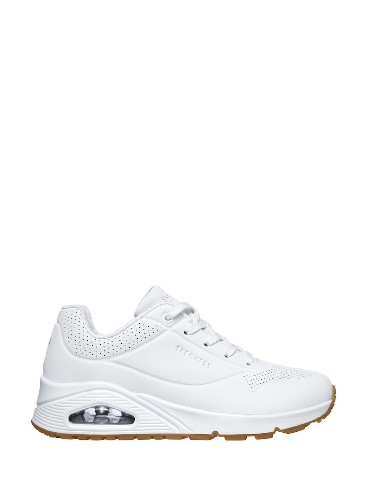 Skechers White Womens Uno Wide Fit Trainers - Image 1 of 5
